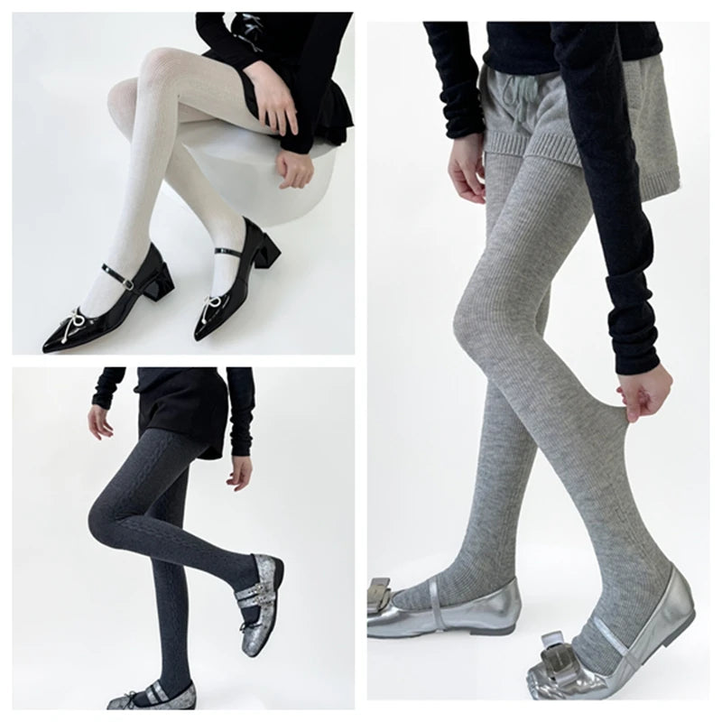 30% Wool Women Pantyhose Autumn Winter Comfortable Tights Girls Basic Bottom Leggings Long Stockings Black White Brown Grey