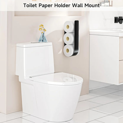 3-in-1-Toilettenpapierhalter zur Wandmontage mit Handtuchhalter und Haken – schwarzes Metall, platzsparendes Design für Badezimmer, Küche, Wohnzimmer