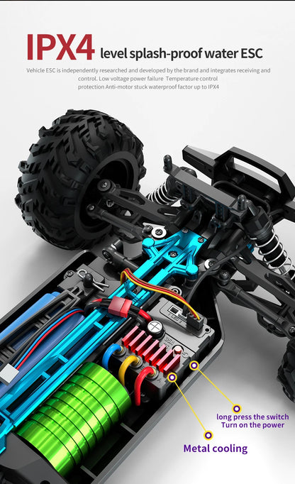 Teeggi 16101 /16102 PRO 1:16 High Speed RC Car With LED Light Drift 70KM/H 4WD RC Off-Road Car Monster Truck Toy For Kid Gifts.