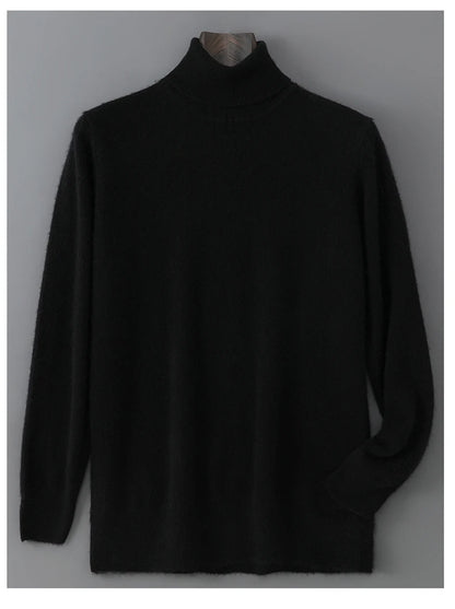 2025 Autumn/Winter High Collar Men's 100% Pure Wool Stylish Youth Loose Knitted Outerwear Flip Collar Casual Base Men's Sweaters