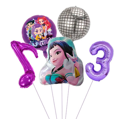 1 Set Kpop Dämonenjäger Thema Ballon Mädchen Alles Gute zum Geburtstag Party Dekoration Kinder Baby Dusche Geschenke Lieferungen