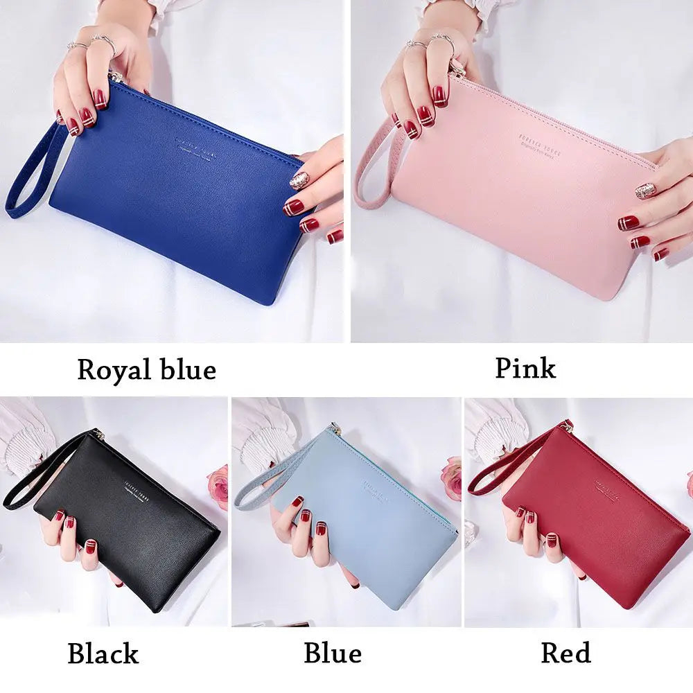 Women PU Leather Zip Coin Bag Wallet Long Purse Pouches.