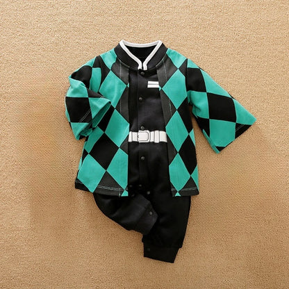 Baby-Sommerkleidung, kurzärmelig, für Jungen und Mädchen, Baumwolle, zum Tragen im Cartoon-Stil, bequem und atmungsaktiv.