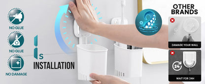 TAILI Zahnbürstenhalter mit Saugnapf für die Dusche, bohrfrei, abnehmbare Zahnpasta, selbstentleerender Rasiererhalter, Organizer für Badezimmer