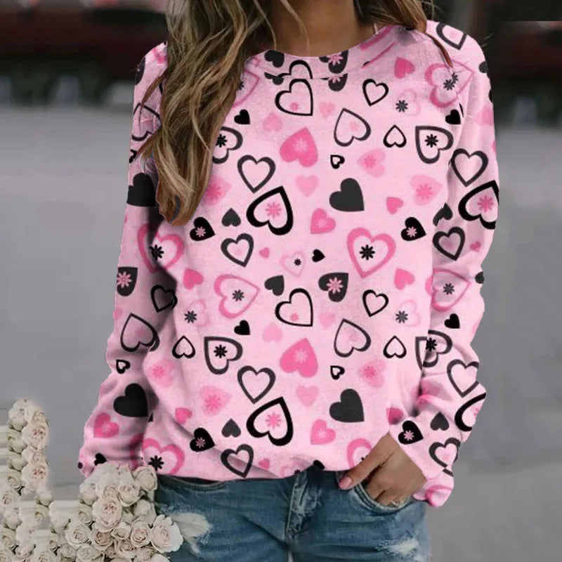 Love Heart Sweatshirts 3D Print Hoodie Women Fashion Streetwear Oversized O-Neck Hoodies Harajuku Woman Pullovers Woman Clothing.