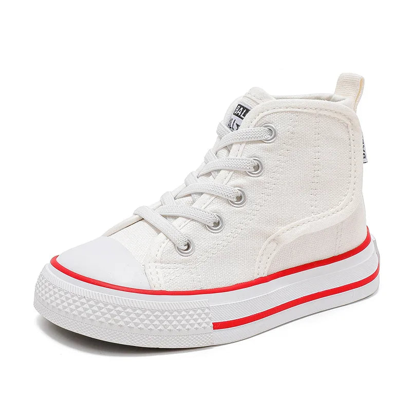 Spring and Autumn New Children's Canvas Shoes Boys High-Top White Shoes Girls Casual Shoes Parent-Child Shoes Board Shoes.