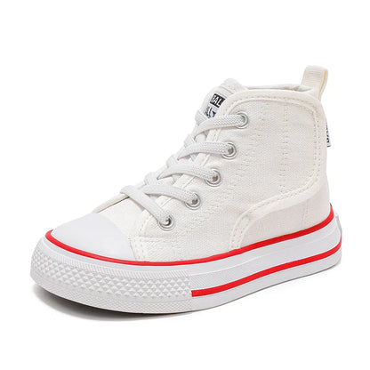 Spring and Autumn New Children's Canvas Shoes Boys High-Top White Shoes Girls Casual Shoes Parent-Child Shoes Board Shoes.