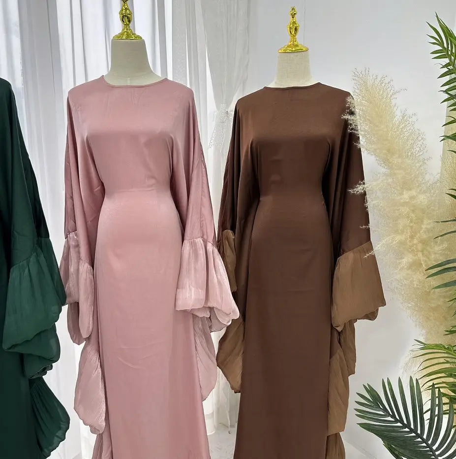2025 Eid Arabic Muslim Women Modest Dress Luxury Dubai Abaya Islamic Party Lace-detailed Sleeves Robe Festival Turkey Outfit.