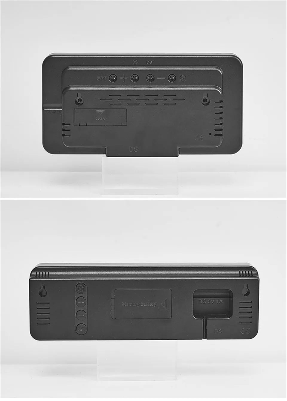 Wanduhr mit Spiegel-Bürsten-Finish, Premium-Gefühl, geräuschlos, Wanduhr, Tischwecker, Temperaturanzeige, Schlafzimmer, Büro, Wohnzimmer, Dekoration