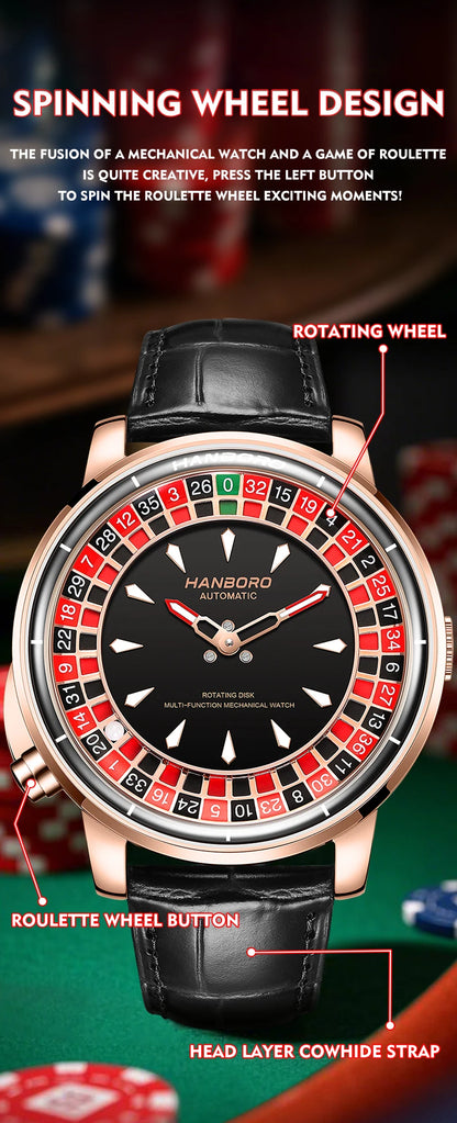 HANBORO men's fully automatic mechanical watch, roulette wheel, roulette wheel, men's watch 1001.