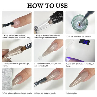 MSHARE 50g/250g Shimmer Pink White Acrylic Gel TPO Free Glitter Shiny Extension Acryl Hard Gel Nails Sculpting Construction.