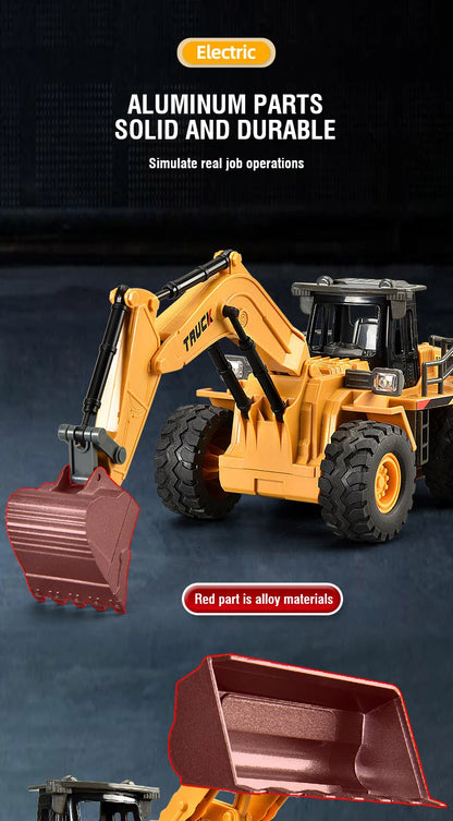 9Ch Rc Car 2.4G Remote Controlled Multi-Functional Dump Truck Bulldozer Excavator Engineering Vehicle Kids Toys for Boys Gifts.