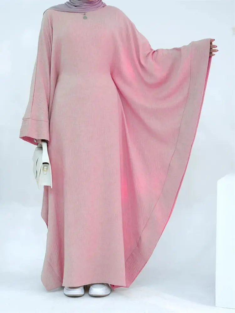 Ramadan Dubai Women Cotton Linen Khimar Abaya Saudi Arabia Turkey Islam Muslim Maxi Modest Dress Kebaya Robe Femme Musulmane.