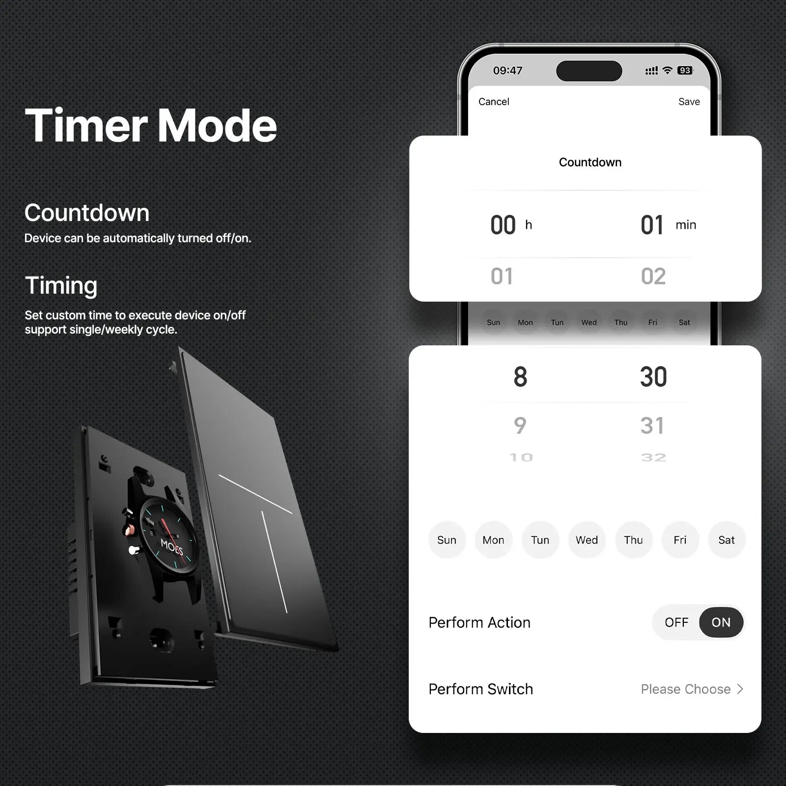 MOES Tuya ZigBee Star Feather Schalter US Smart Air Touch mit neutraler Lichtszene 2in1 APP-Fernbedienung mit Alexa Google Home.