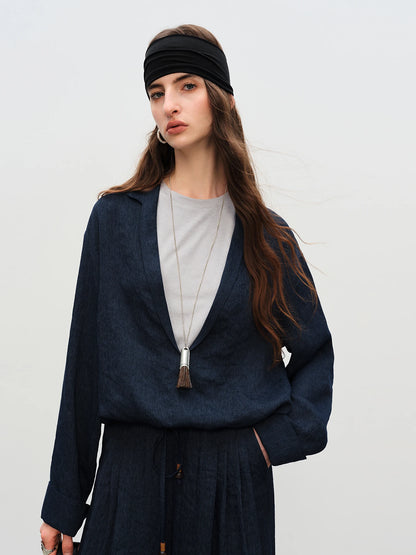 FSLE 【Premium-Serie】Herbst-Urlaub, lockeres Set, Oberteil, Hose für Damen, 2025, Neuankömmling, V-Ausschnitt, schickes, elegantes zweiteiliges Set, altes Geld