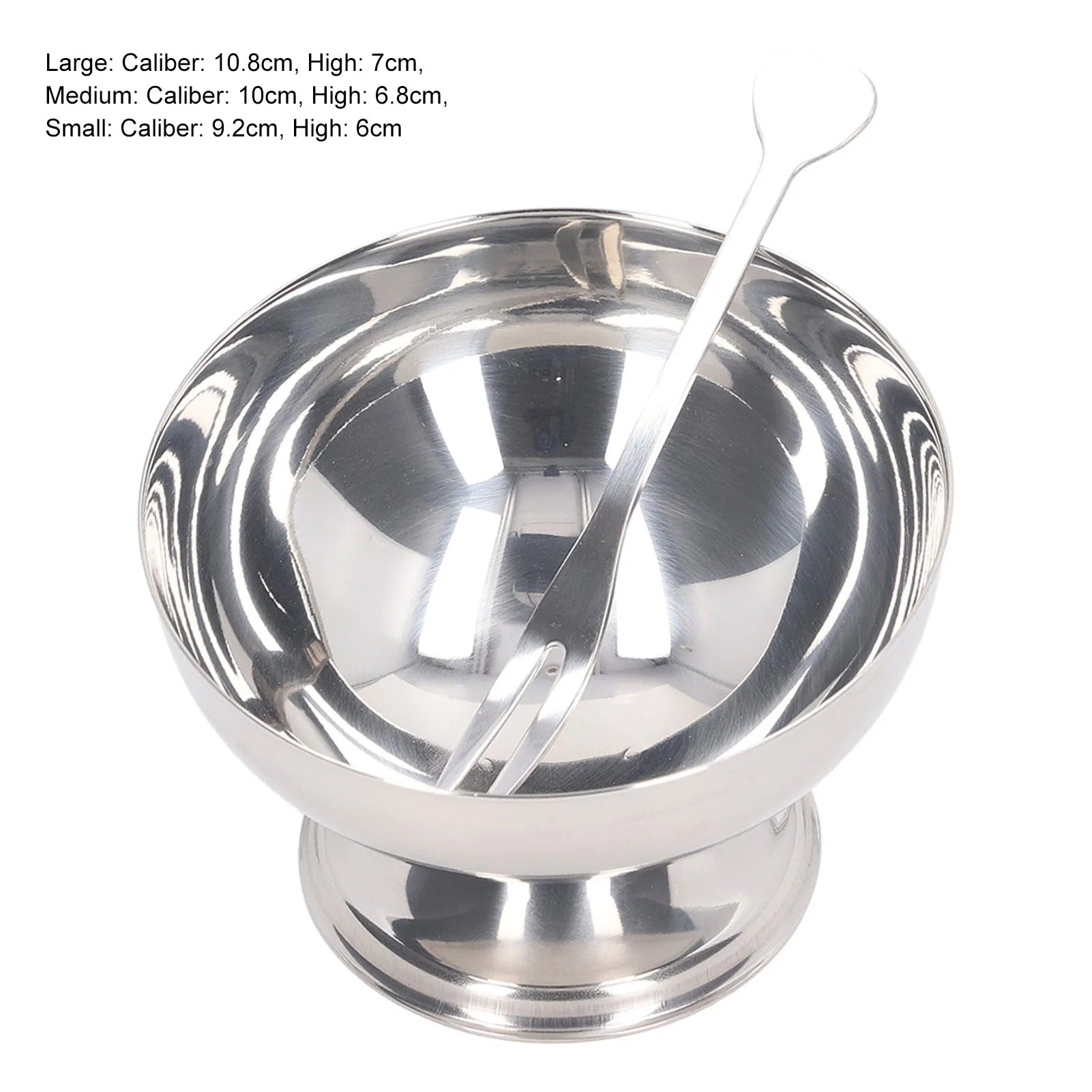 Ice Cream Bowl Stainless Steel Dessert Pudding Bowls Sundae Salad Serving Dip Bowl Trifle Tasting Bowls with Fork for Home Hotel.