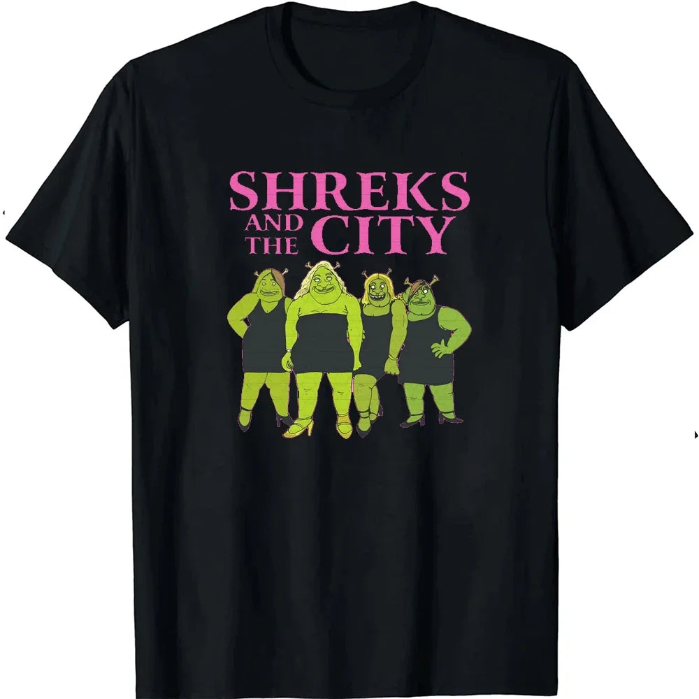 Ogre and The City Shreks Shirt Combine Fun Printed Men's  Women's Short Sleeve T-shirts Summer Fashion Unique Funny hot sale.