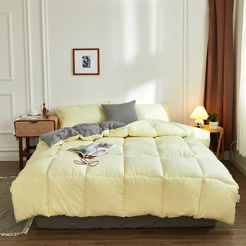 2024 new winter quilt thickened warm solid color simple wind soybean fiber quilt skin-friendly lock warm spring and autumn quilt.