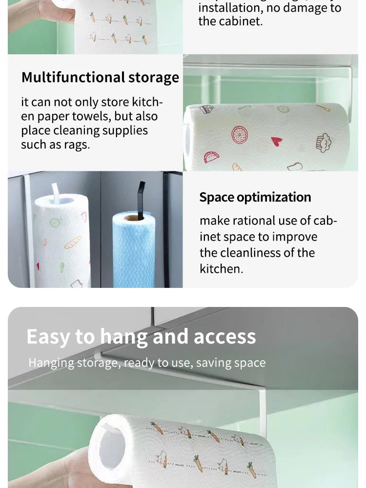 Papierrollenhalter Handtuchhalter Frischhaltefolie Lagerregal Badezimmer Kein Stanzen Lagerregal Hängeregal Küchentuchzubehör