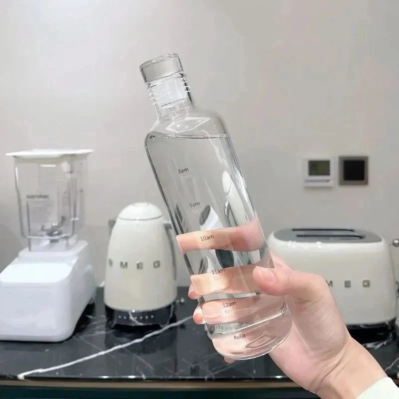 Newest Water Cup Sport Water Bottle With Time Scale Couple Plastic Portable Water Container Anti-drop Outdoor Water Bottle.