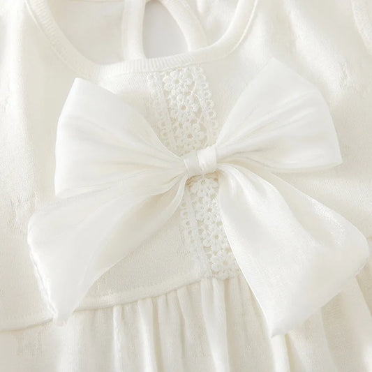 Somenie Baby-Langarm-Body für vier Jahreszeiten, Mädchen, süße Schleife, Rundhalsausschnitt, einteiliges Outfit, Babe-Ausflüge, Kleidungstrends