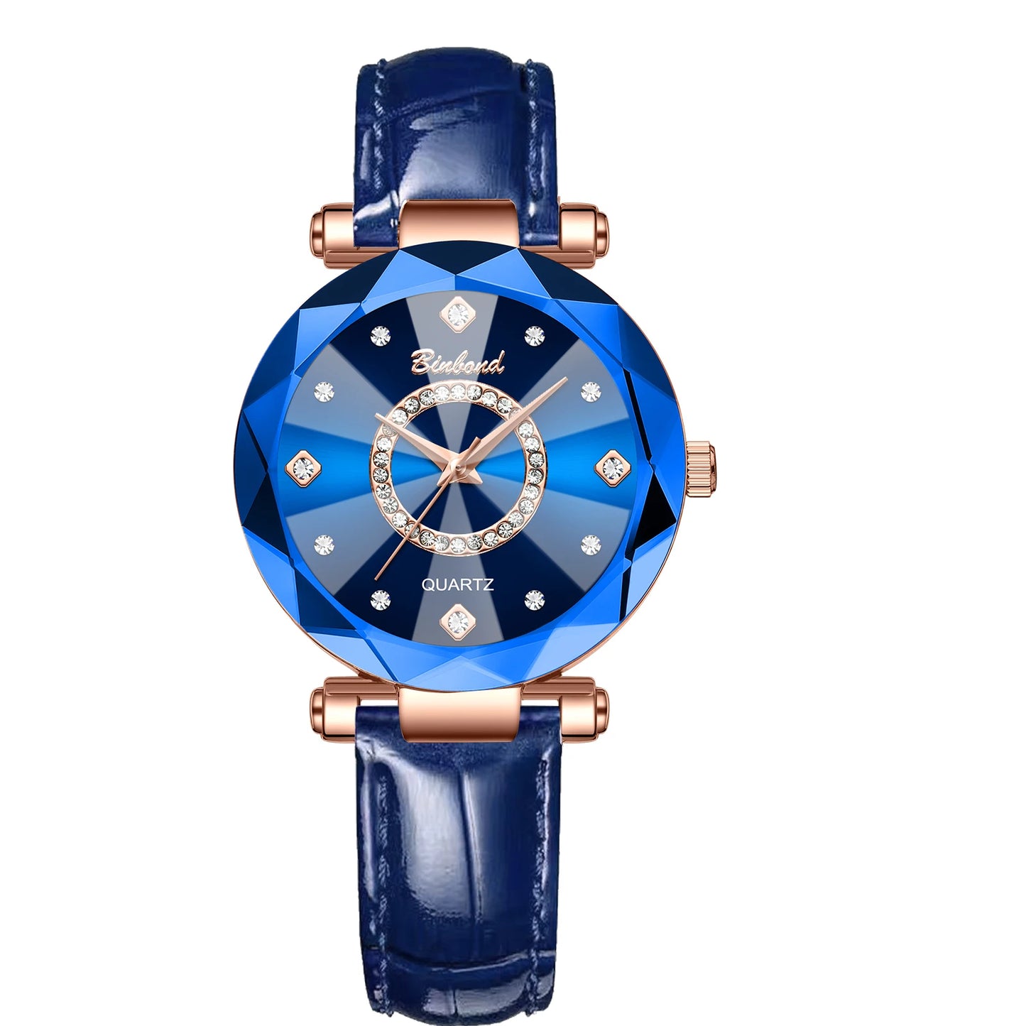 BINBONDN10 Women's Watches Elegant Fashion Original Quartz Watch for Lady Heart of the Ocean Design Waterproof Luminous Diamond