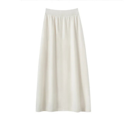 Pure cashmere half skirt, A-line loose, hip-hugging, high-end and exquisite long knitted hip-hugging skirt for autumn and winter.