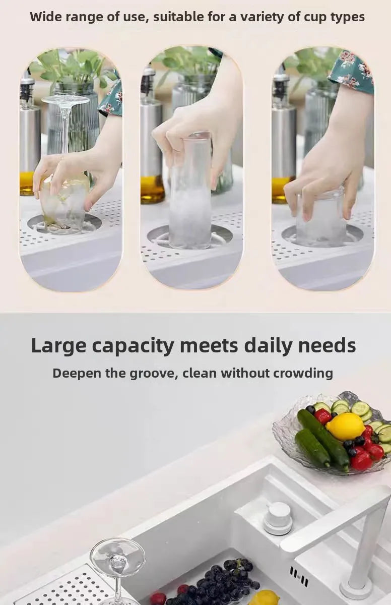 55 cm x 32 cm weißes, verstecktes Küchenspülbecken-Set, zusammenklappbares Wasserhahn-Abflussrohr, einklappbares Unterbauwaschbecken, kleines Waschbecken aus Edelstahl