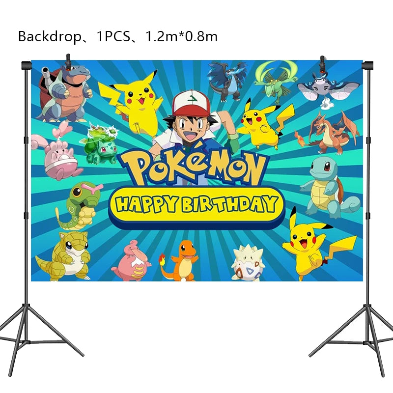 Pokemon Geburtstag Party Dekoration Neue Ligntning Pikachu Ballon Kid Event Liefert Einweg Geschirr Banner Hintergrund Platte.