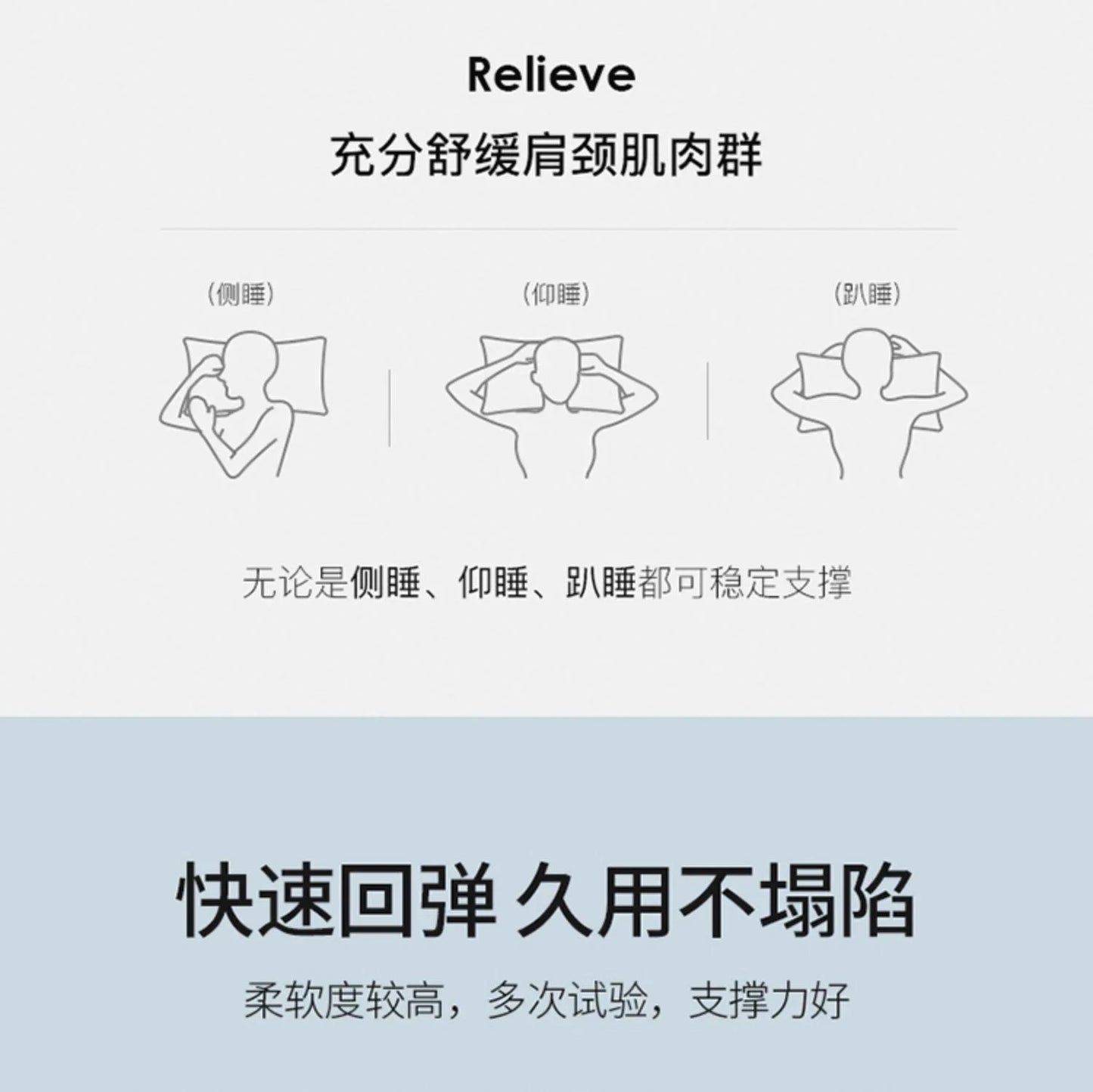 Popular hotel pillow with embroidered feather velvet core, high elasticity and no collapse, student neck protection pillow.