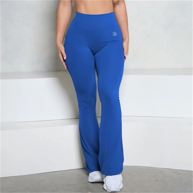 Allure The Brand Pocket Flare Scrunch Butt Pants ATB Women Tight-Fit Sexy Slim High Waist Pants Push Up Fitness Flare Leggings