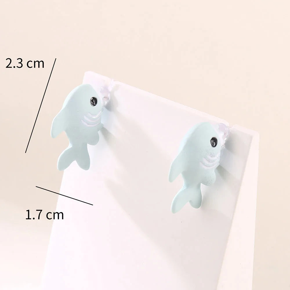 2023 New Fashion Cute Animal Stud Earrings Women Cartoon Small Black Cat Bear Shark Dinosaur Earring Ear Stud Girl Funny Jewelry