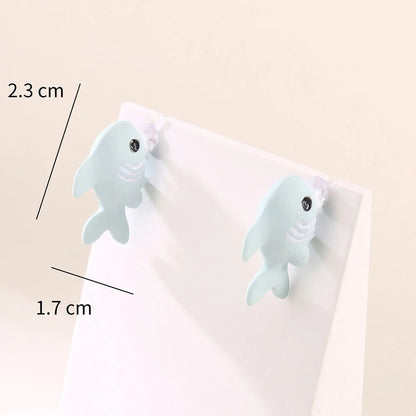 2023 New Fashion Cute Animal Stud Earrings Women Cartoon Small Black Cat Bear Shark Dinosaur Earring Ear Stud Girl Funny Jewelry