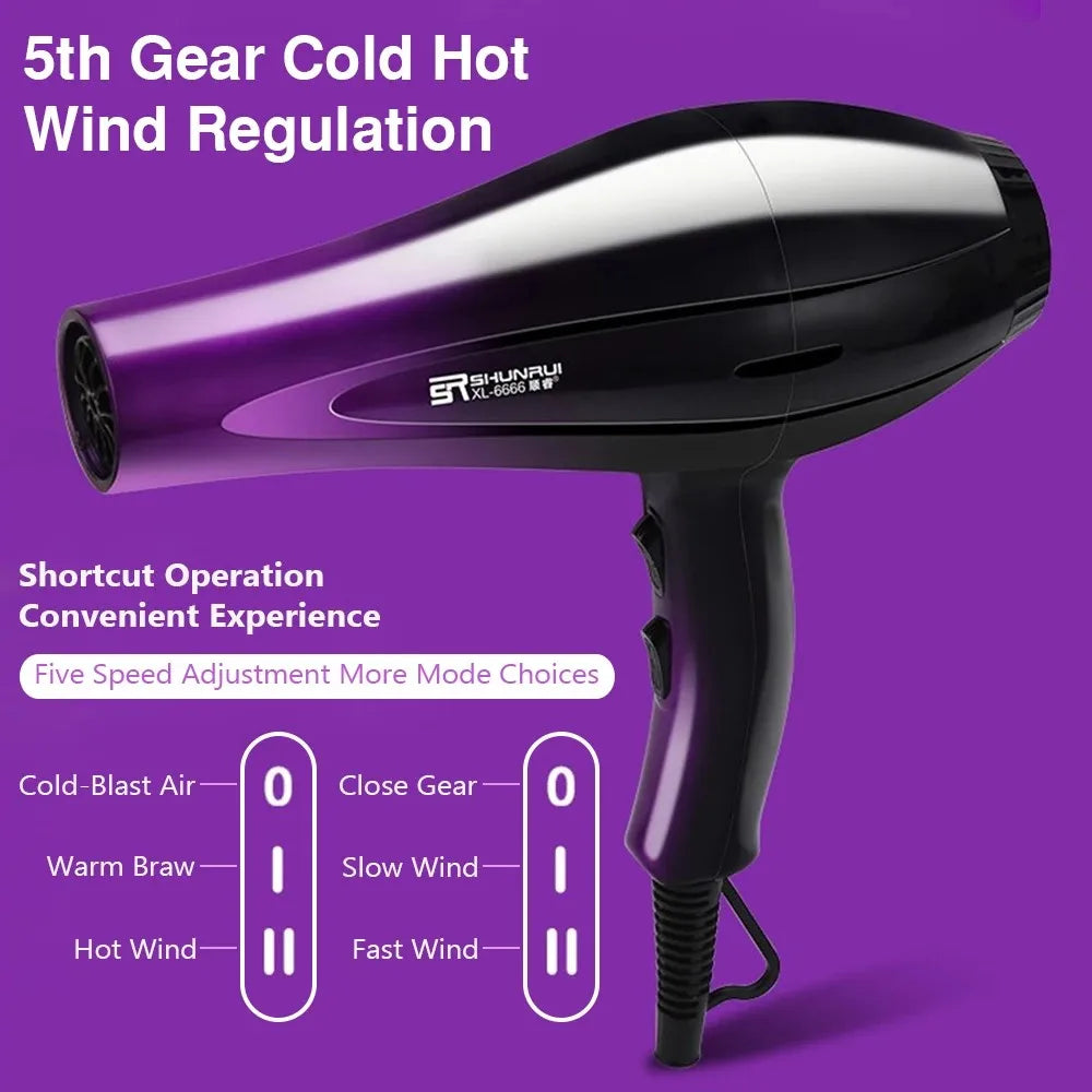 High-Power Ionic Hair Dryer Fast Heating and Hot/Cold 9 Gears Adjustment Home Professional Hairdryer Blow Dryer with Accessories