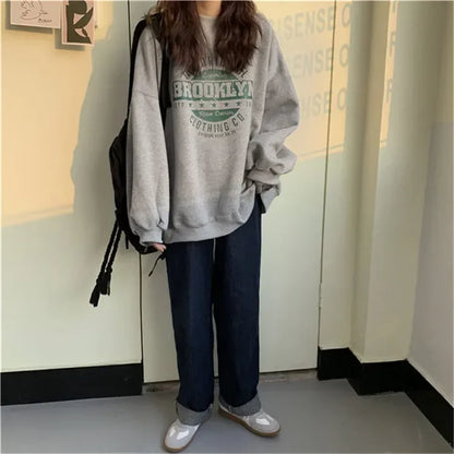 Women Hoodies 2025 Spring Woman clothing Office Lady Loose Coat Sweatshirts Letter Printed Pullovers Korean Fashion Y2k top Coat.