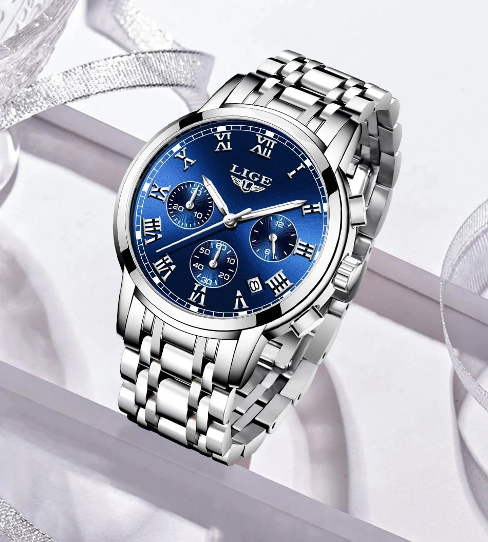 LIGE 2024 New Fashion Women Watches Ladies Top Brand Luxury Creative Steel Women Bracelet Watches Female Quartz Waterproof Watch.