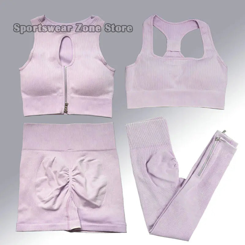 Yoga Suit High Waist Leggings Running Training Tights Sports Outfits Long Sleeve Crop Top Bra Seamless Fitenss Set Fitness Wear