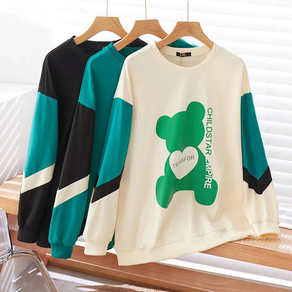 150Kg Plus Größe frauen Fehlschlag 157 Frühling Lose Langarm Rundhals Gedruckt Casual Sweatshirt 6XL 7XL 8XL 9XL 10XL 3-Farben