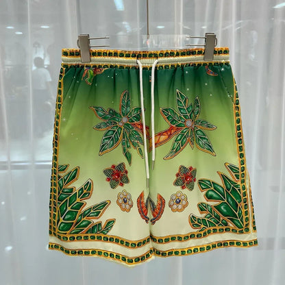 New Fashionable Digital Print Men's Short Sleeve Shirt And Shorts Set Popular with Young People across Borders Lightweight Cloth.