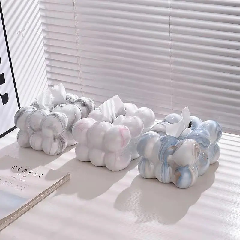 Geometry Tissue Box Cover Decorative Facial Tissue Holder Case Container for Bedroom Tissue Box Covers Rectangular Ceramic