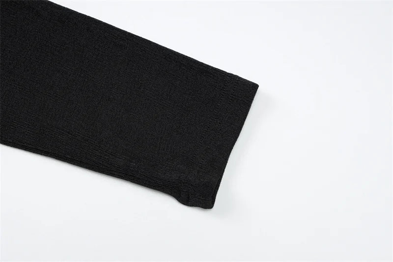 Blifanbo Oblique Shoulder Long Sleeve Tops For Women Metal Buckle Slim Fit Sexy Solid Color Bodycon Fashion BasicTop Streetwear