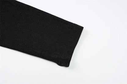 Blifanbo Oblique Shoulder Long Sleeve Tops For Women Metal Buckle Slim Fit Sexy Solid Color Bodycon Fashion BasicTop Streetwear