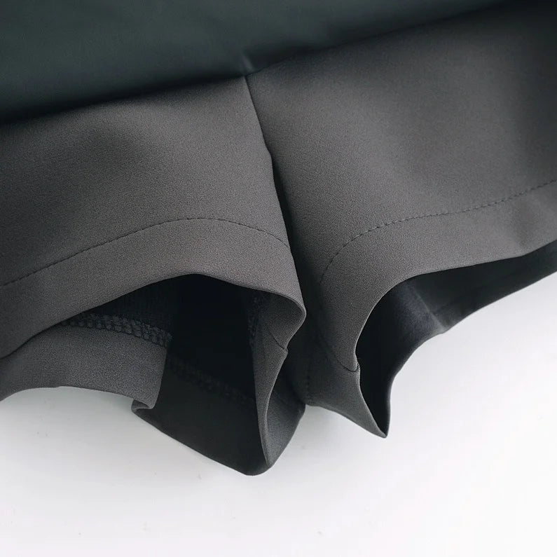 TRAF Shorts for Women Fashion Autumn Winter New Comfortable Casual Solid Color Side Zip Middle-waisted A-line Culotte Skirt Pant