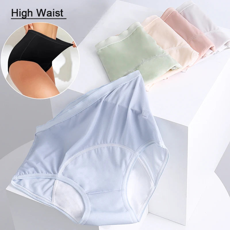 Women Menstrual Panties 5pcs High Waist Menstruation Underpants Leak Proof Period Briefs L-8XL Plus Size Physiological Briefs.