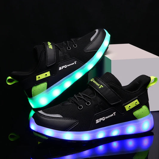 Children's Casual Shoes LED USB Charging Luminous Glowing Sneakers for Boys Girls Led Sneakers with Luminous Sole Lighted Shoe C.