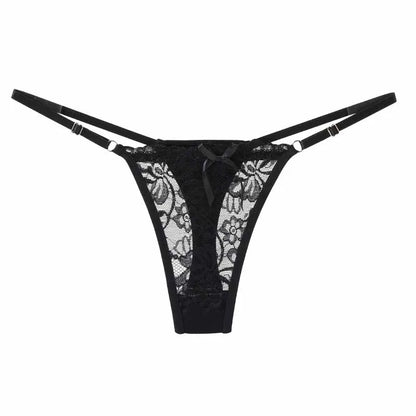 Sexy Lace Adjustable Thongs for Women Low Rise Hollow Out Briefs Female Breathable Underpants Perspective Sexy Lingerie.
