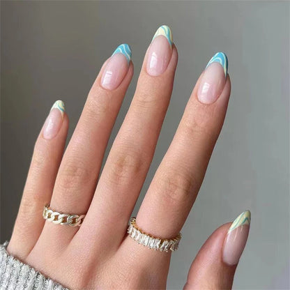 24Pcs Manicure Wearable Fake Nails Ballerina Removable Coffin Fake Nails Finished Women Girls Almond False Nails Art Decoration.