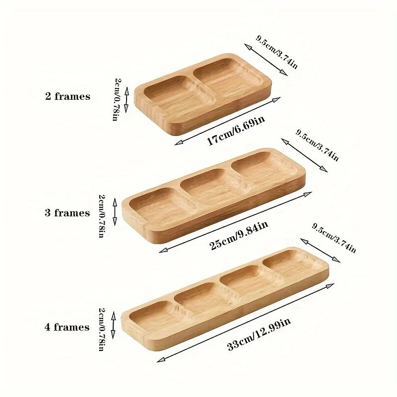 1pc Bamboo 4-Section Snack Serving Tray - Ideal for Nuts, Fruits, and Candies , Dining Area, or Zen Tea Room Decor.