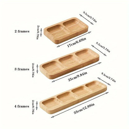 1pc Bamboo 4-Section Snack Serving Tray - Ideal for Nuts, Fruits, and Candies , Dining Area, or Zen Tea Room Decor.
