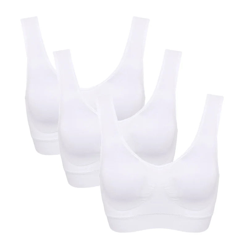 3PCS/lot Seamless Bra With Pads Plus Size Bras For Women Active Bra Wireless Brassiere Push Up Big Size Vest Wireless BH 5XL.